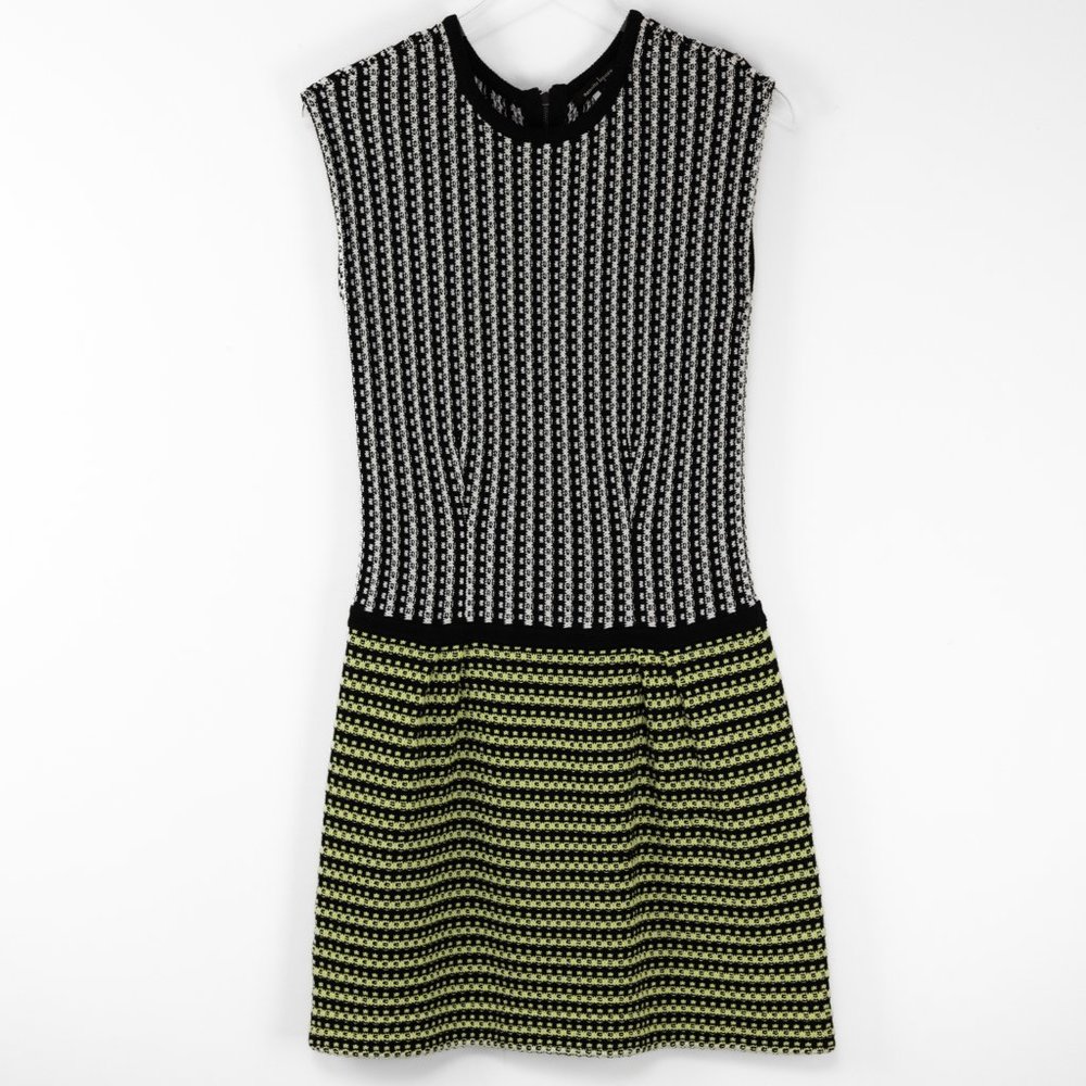 Nanette Lepore Runway “Go Crazy” Dress Colorblock Knit Black Green Size Large - Picture 2 of 6